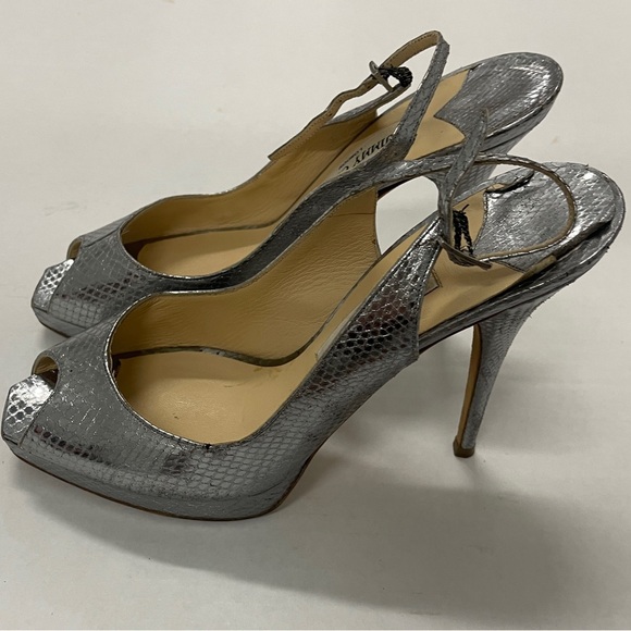 Jimmy Choo Silver Water Snakeskin Slingback Heels - Size 9 - Picture 4 of 7